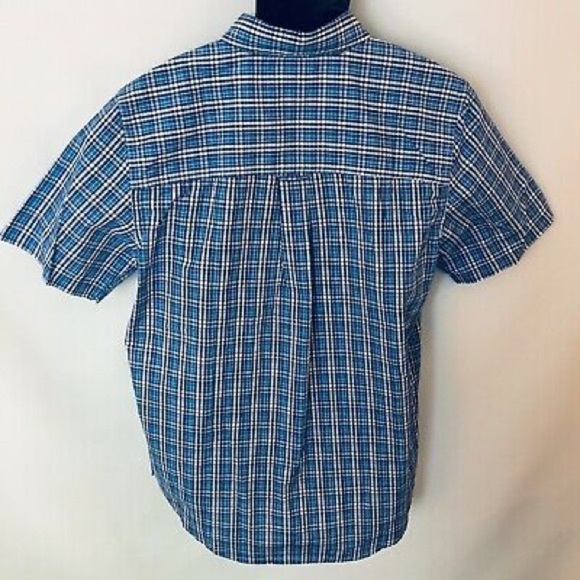 Chaps Shirt Blue Plaid SS Button-Down Sz M - Picture 6 of 6